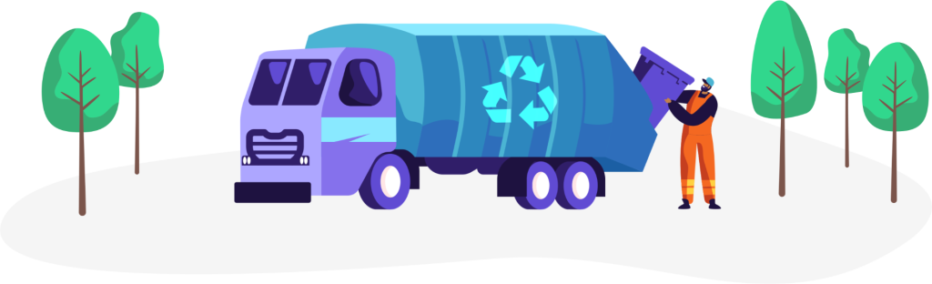 Waste truck with trees illustration