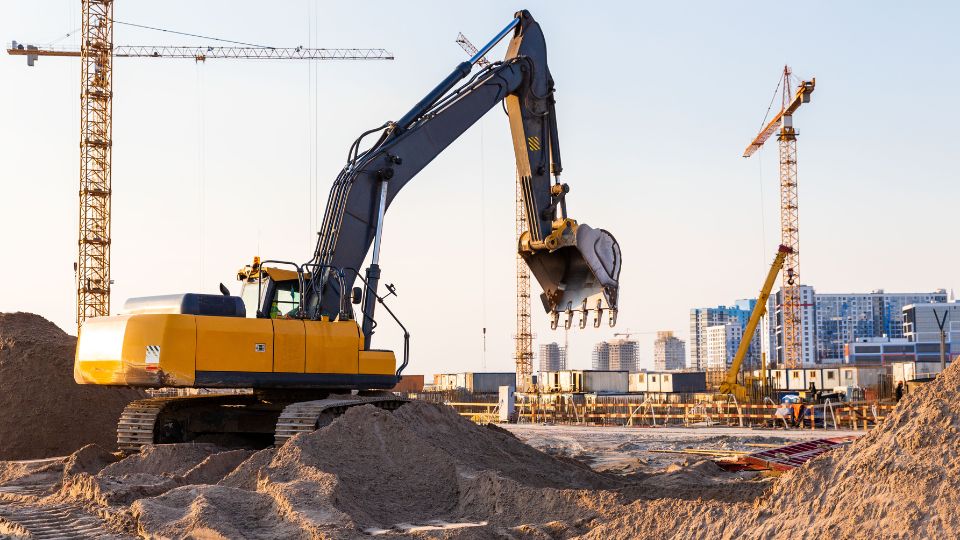 construction site with construction waste