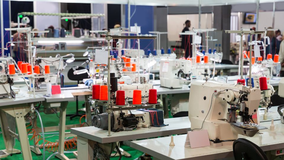 a fast fashion clothing factory with sewing machines