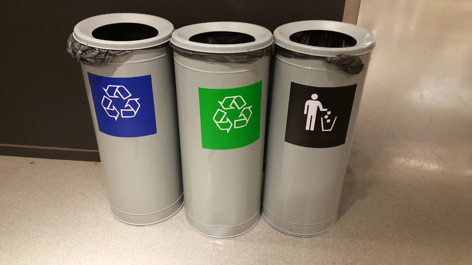 3 different bins for different types of waste