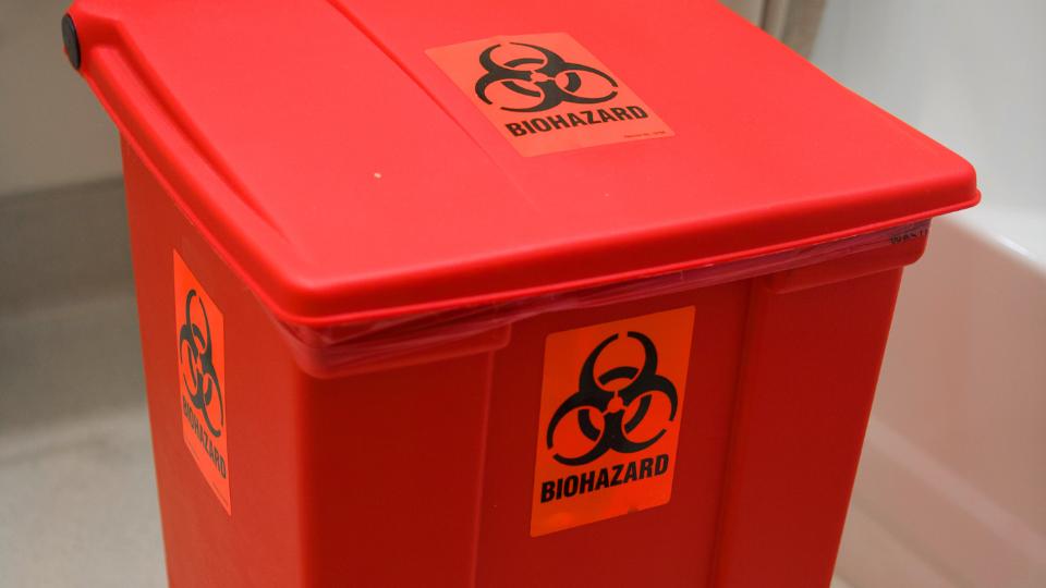 hazardous waste bin in a care home