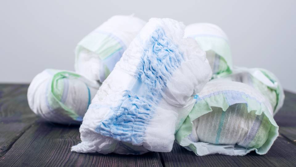 disposed nappies in a pile 