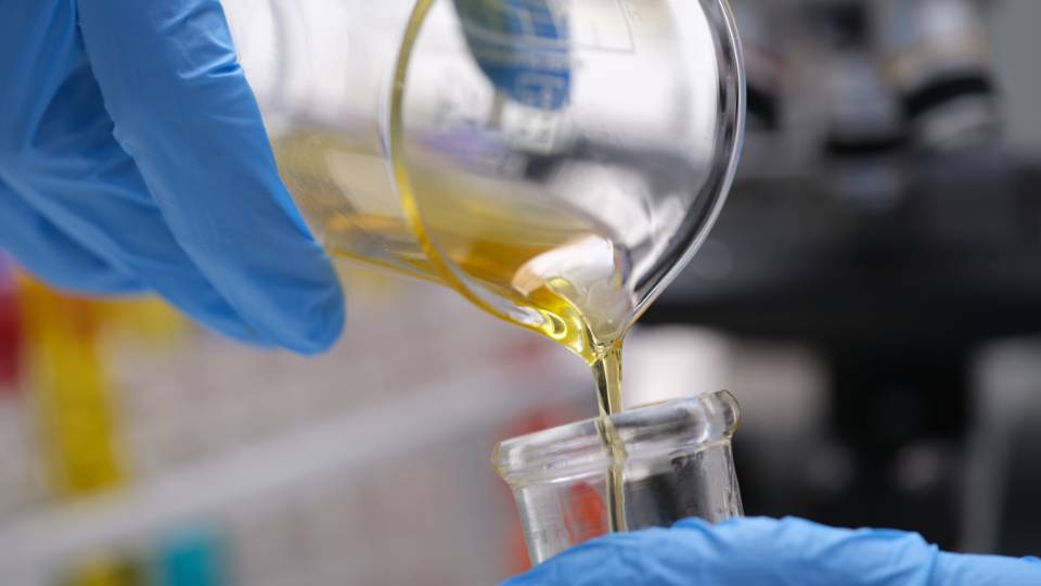 motor oil being tested in a lab