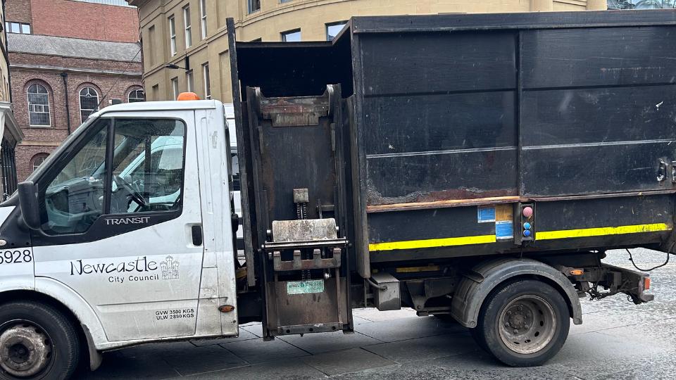 a bin lorry collecting commercial waste in newcastle