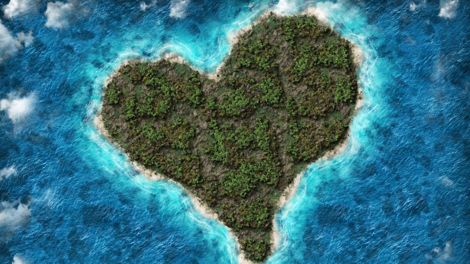 love island in the shape of a heart