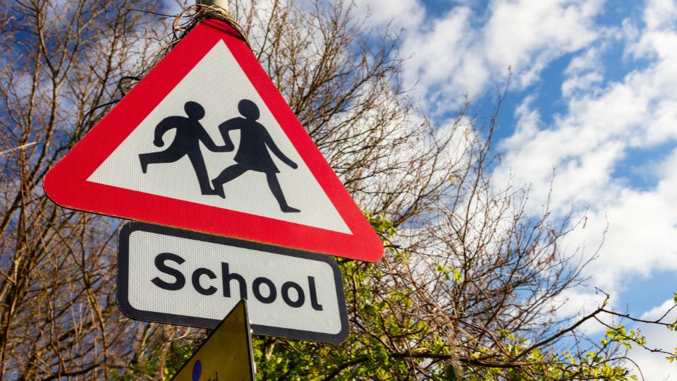 sign for a school in the UK