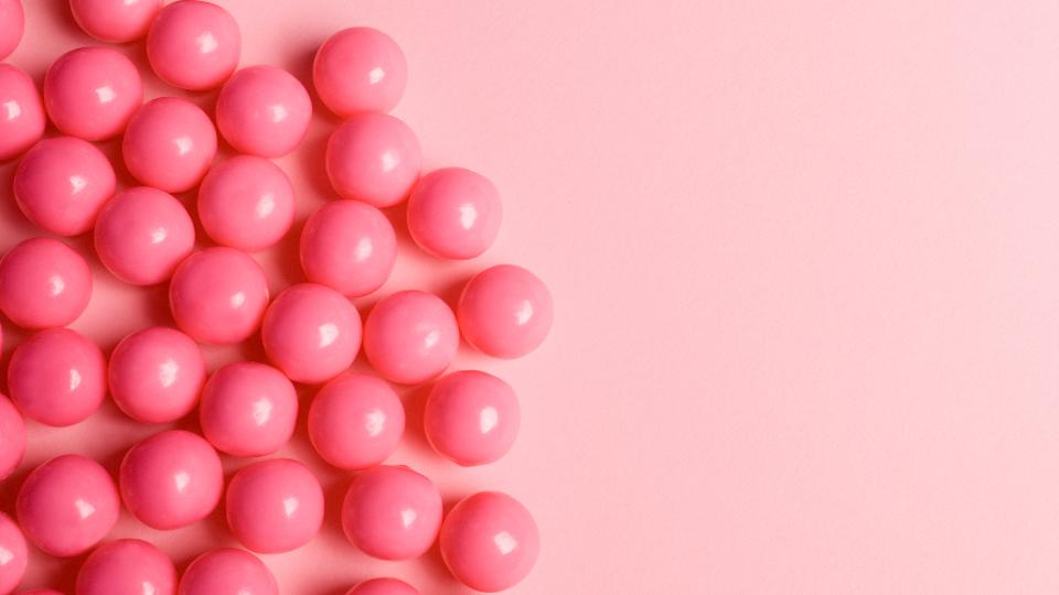 Pink chewing gum balls