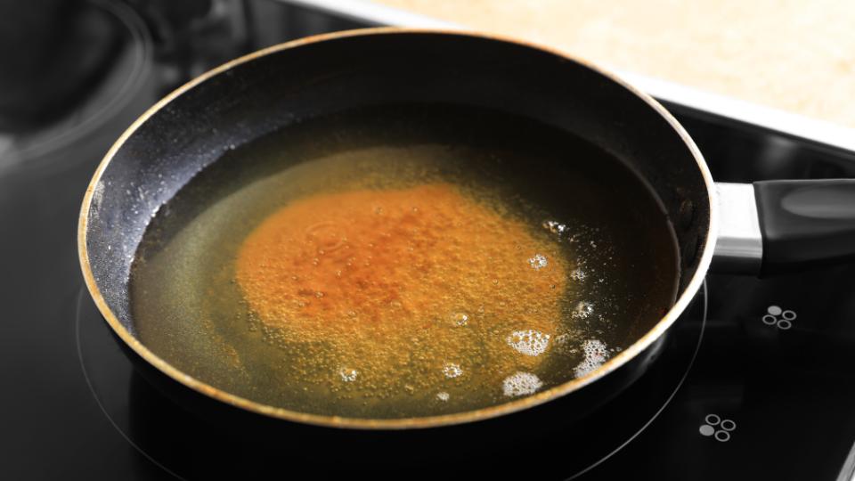 Oil in a frying pan