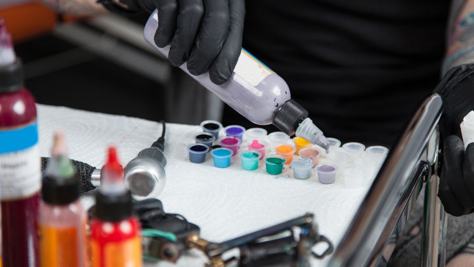 tattoo ink being created in a tattoo parlour
