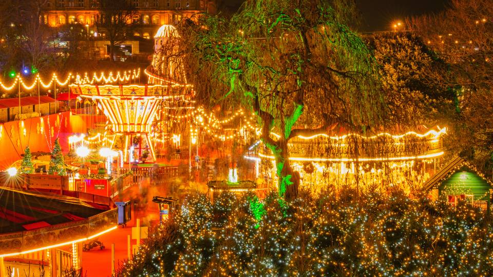 View of Edinburgh Christmas Market