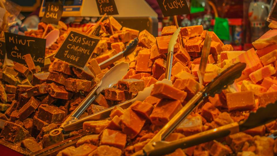 Food stall at Edinburgh Christmas Market