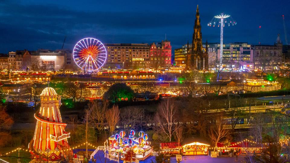 View of Edinburgh Christmas Market