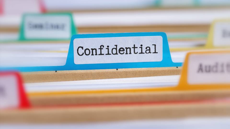 a confidential file in a workplace