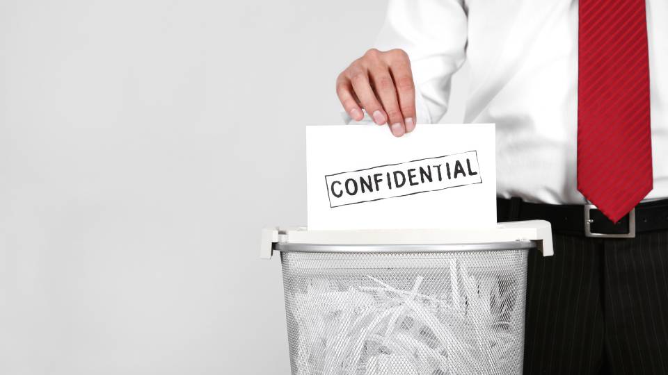 employee disposing of commercial confidential waste 