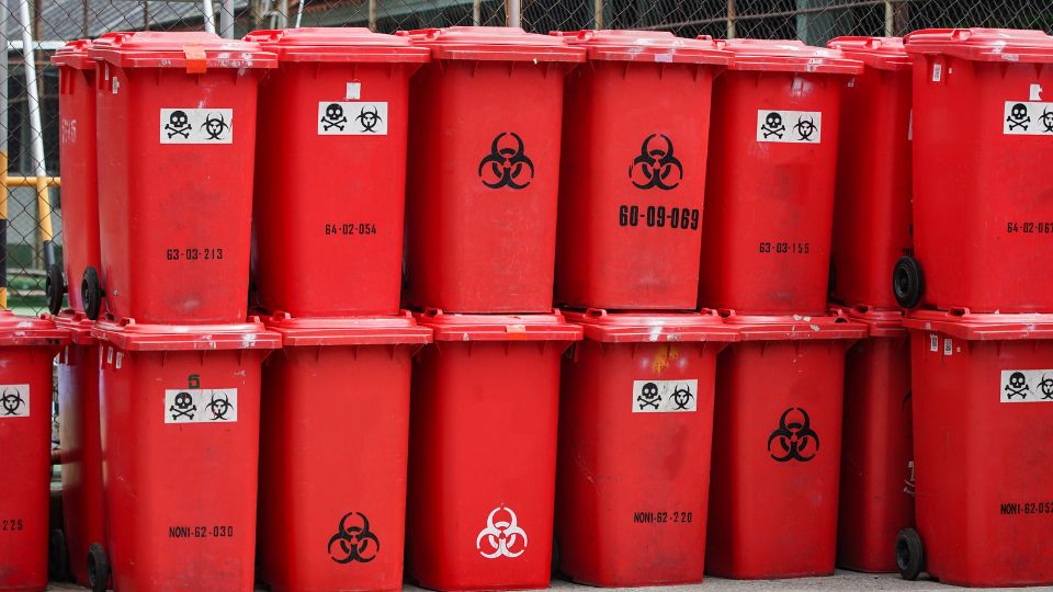 biohazard biological waste stored at a hospital