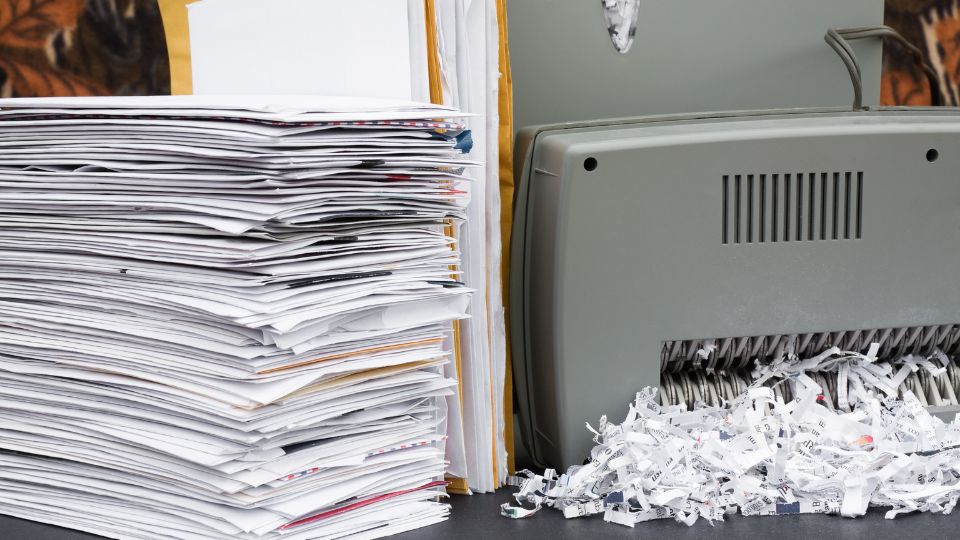 Documents being shredded.