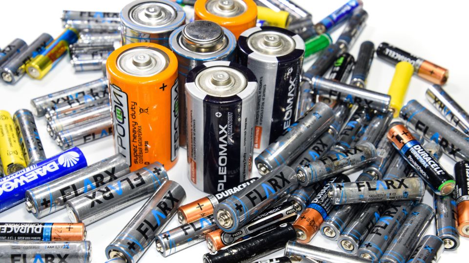 Pile of household batteries.