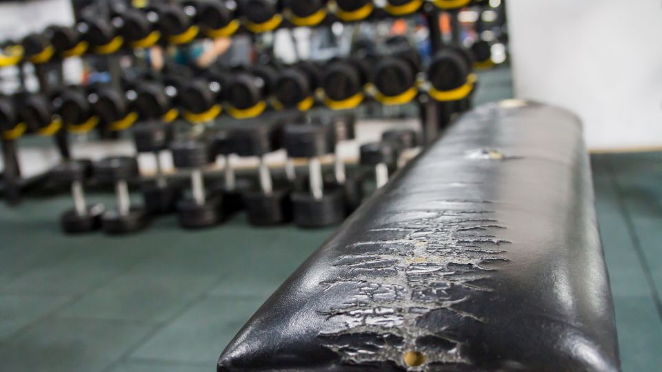 Worn out gym bench