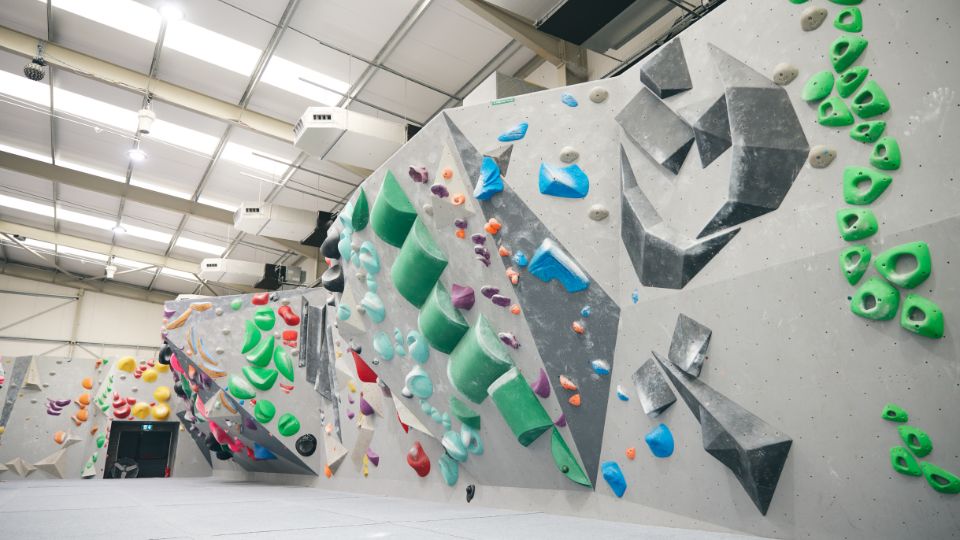 Climbing wall inside a leisure centre