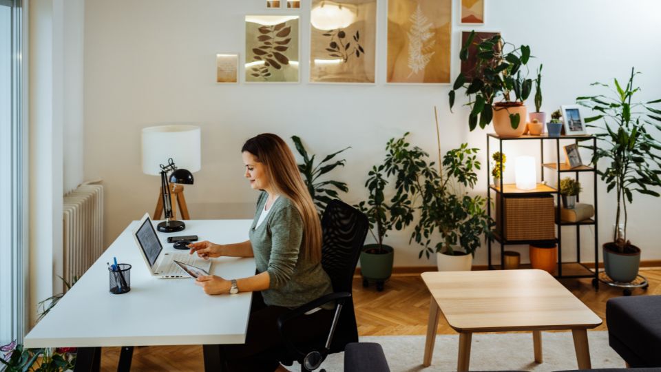 Employee working from home.