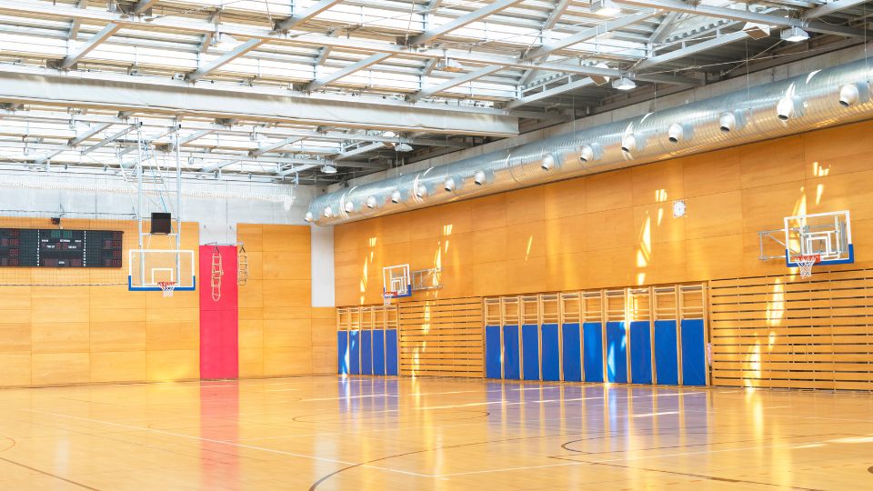 Basketball gym hall inside a lesiure centre