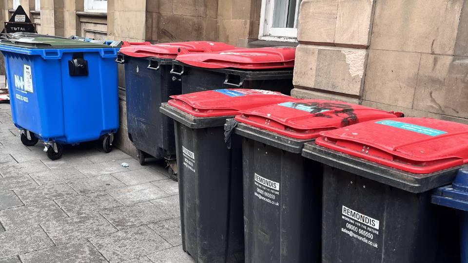 commercial waste bins in Newcastle city centre UK