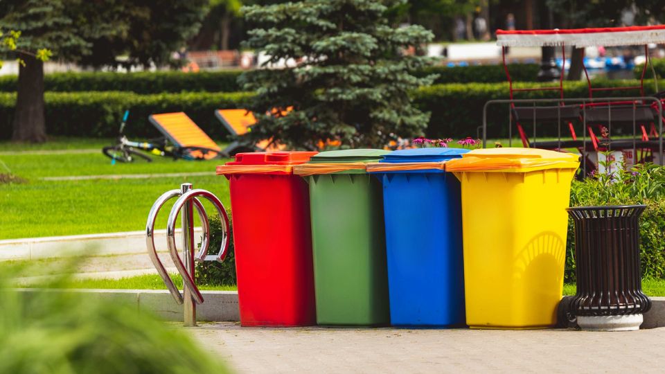 Coloured waste bins