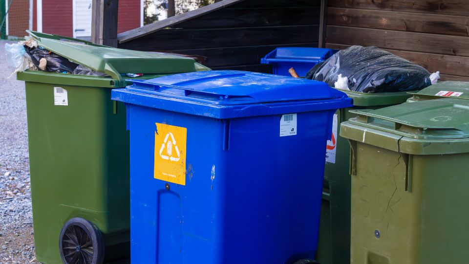 a recycling bin outside a business premises