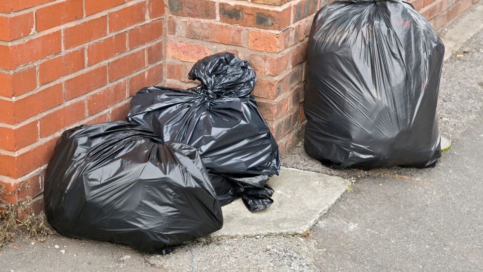 bin bags on a street in Trowbridge